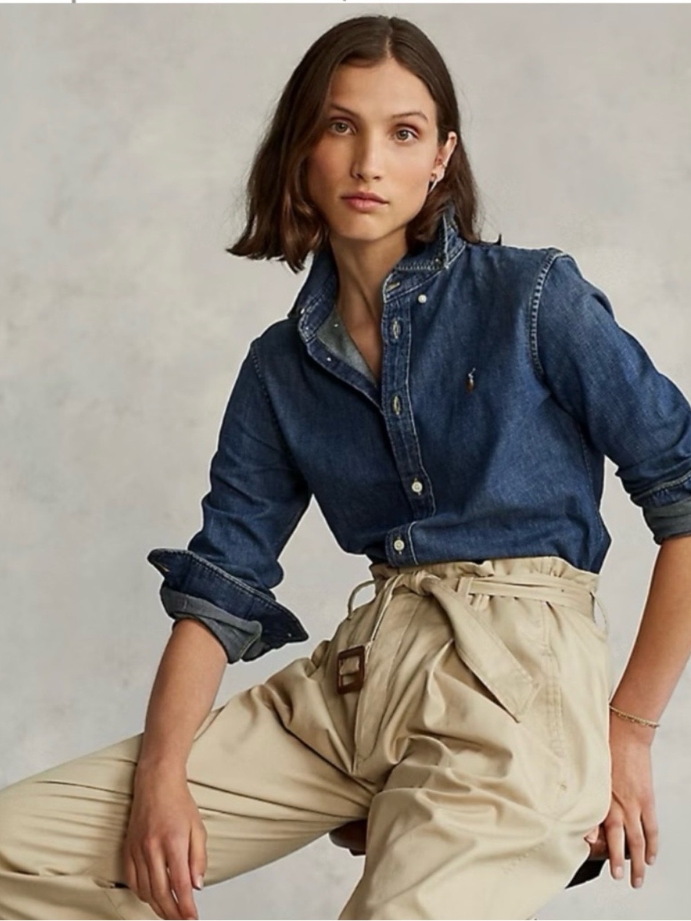 Polo by Ralph Lauren Dark Blue Denim Shirt with Multicolored Pony